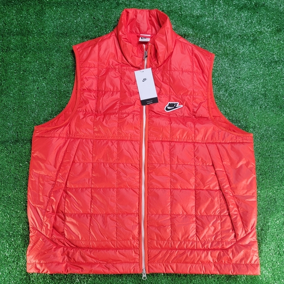 Nike Sportswear Synthetic Fill Down Vest Gilet Pockets Mens Size Medium Red New - Picture 1 of 9